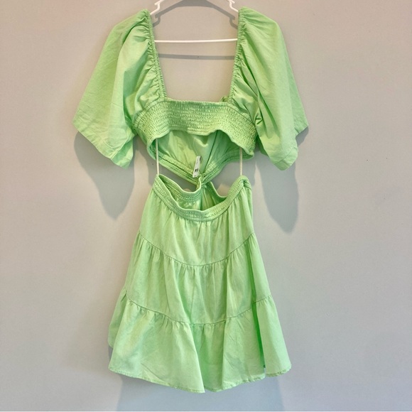 NWT Free People Women’s Cross Of Sunlight Mini Lime Dress Size Large - Picture 7 of 12